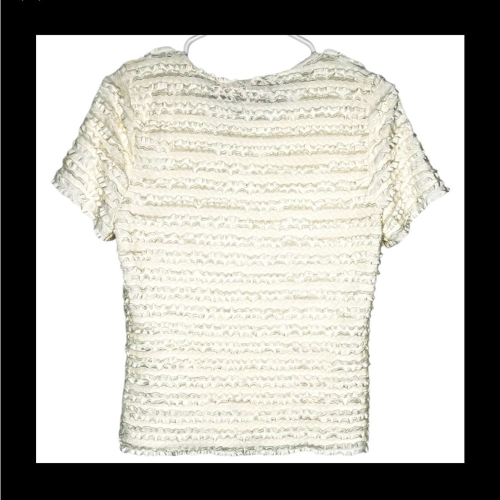 NWT Anthropologie Sunday in Brooklyn Ivory Ruffle Textured Tee